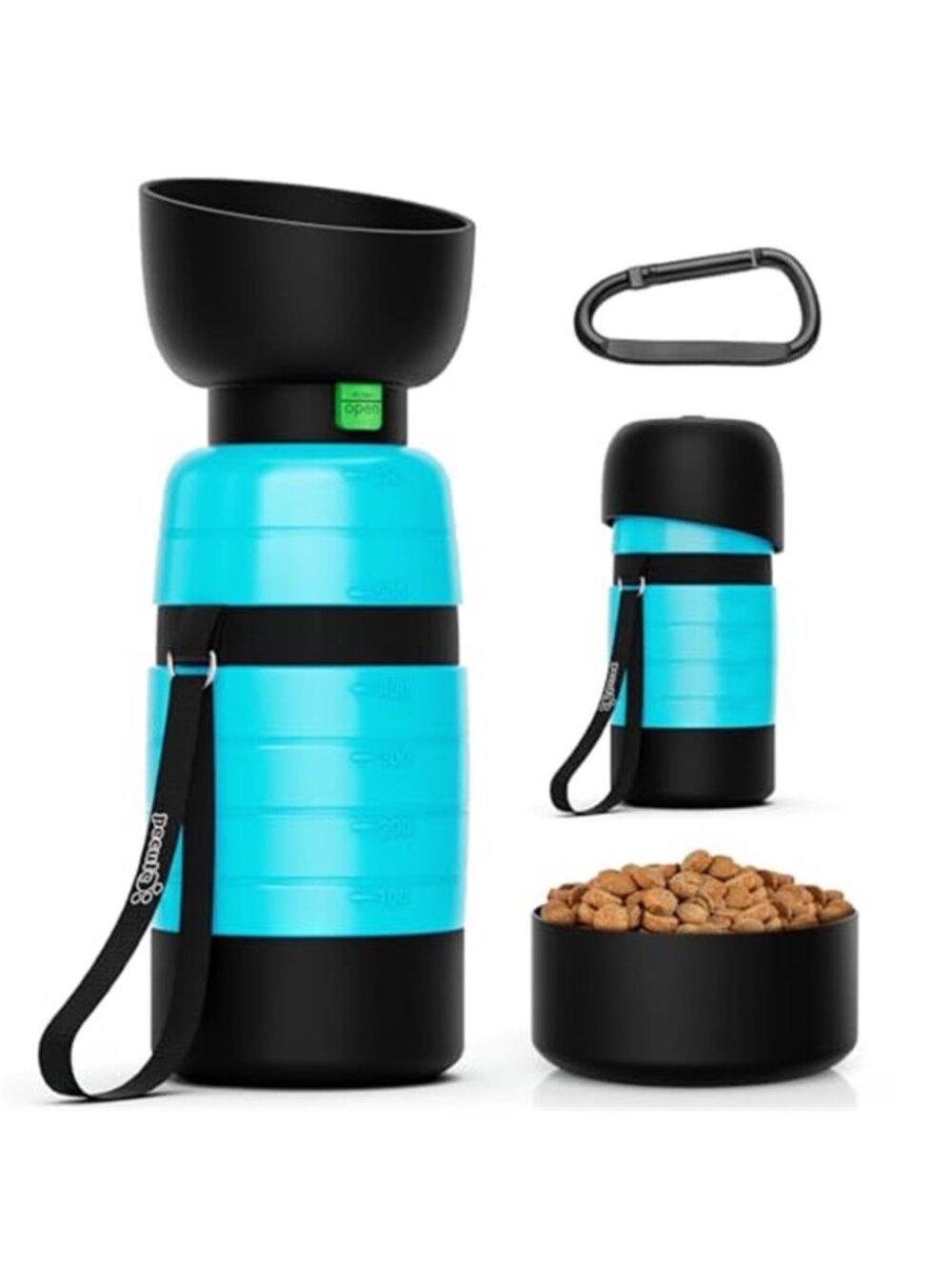 22 oz Dog Water Bottle with 5 oz Food Container Portable Dog